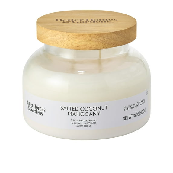 Better Homes & Gardens Salted Coconut Mahogany Scented 2-Wick 18oz Ombre Bell Jar Candle