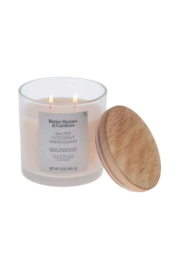 Better Homes and Gardens 2-Wick Salted Coconut Mahogany 12oz Scented Ombre Jar Candle