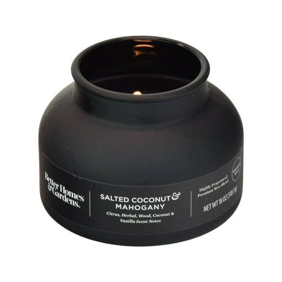 Better Homes and Gardens Salted Coconut Mahogany Scented Wooden Wick Bell Jar Candle 18oz.
