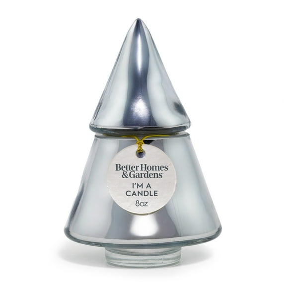 Better Homes & Gardens 1-Wick Metallic Glass Christmas Tree Candle, Salted Coconut Mahogany, 8 oz