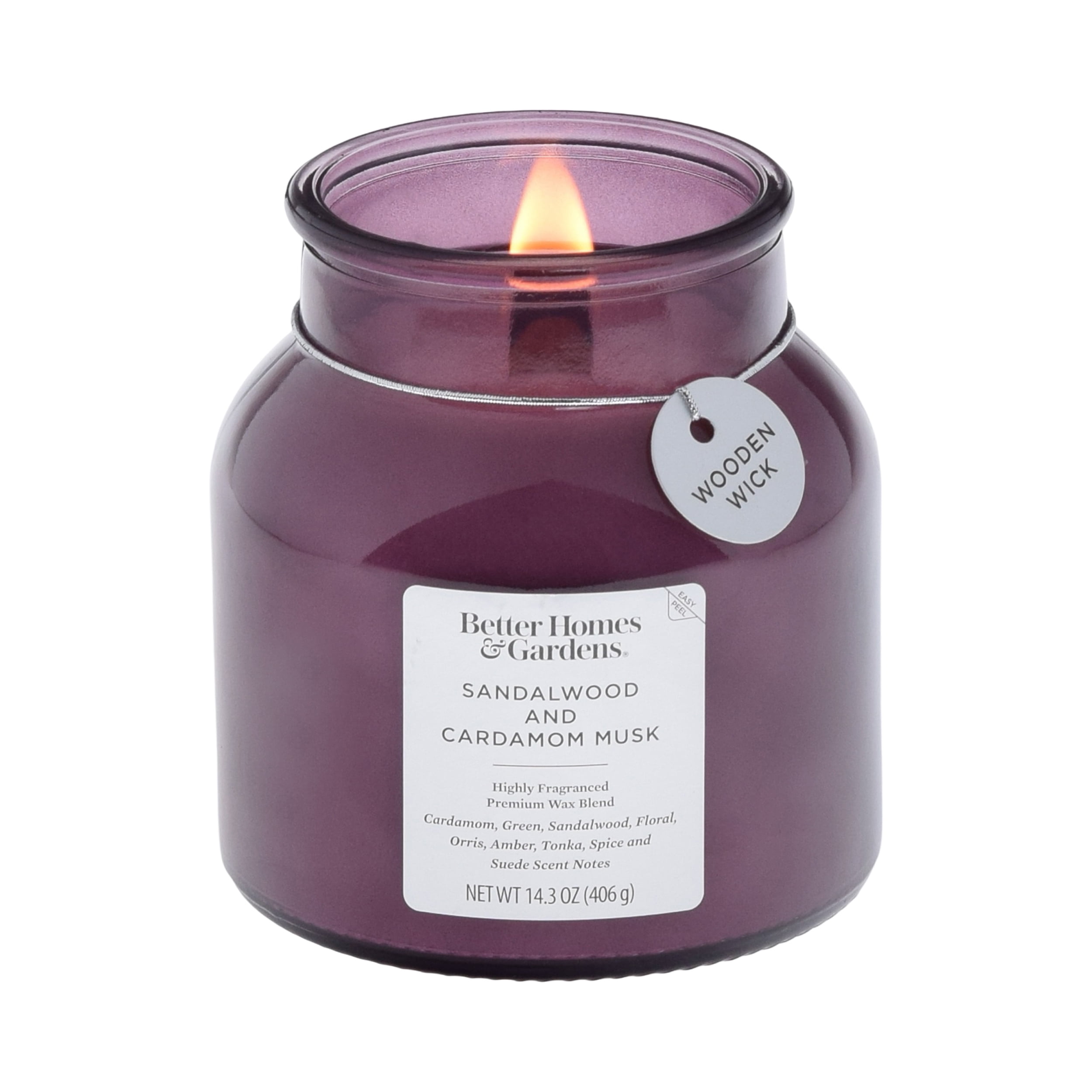Better Homes & Gardens Sandalwood & Cardamon Musk Scented Wooden Wick 14.3 oz Jar Candle
