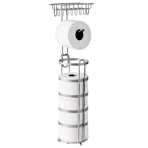 Better Homes & Gardens Satin Nickel Flatwire Free-Standing Toilet Paper Reserve with Holder
