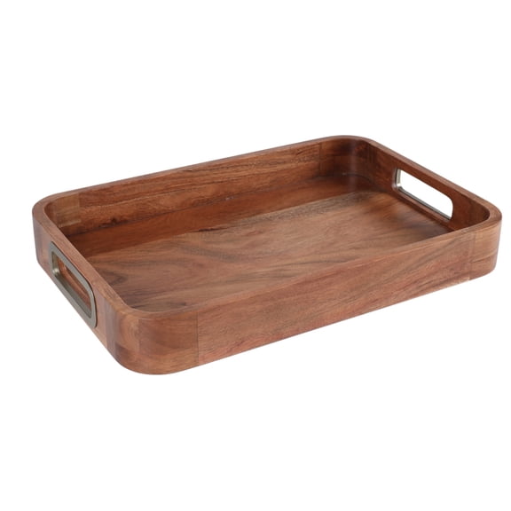 Better Homes & Gardens Acacia Wood 12 in x 18 in Serving Tray with Handles