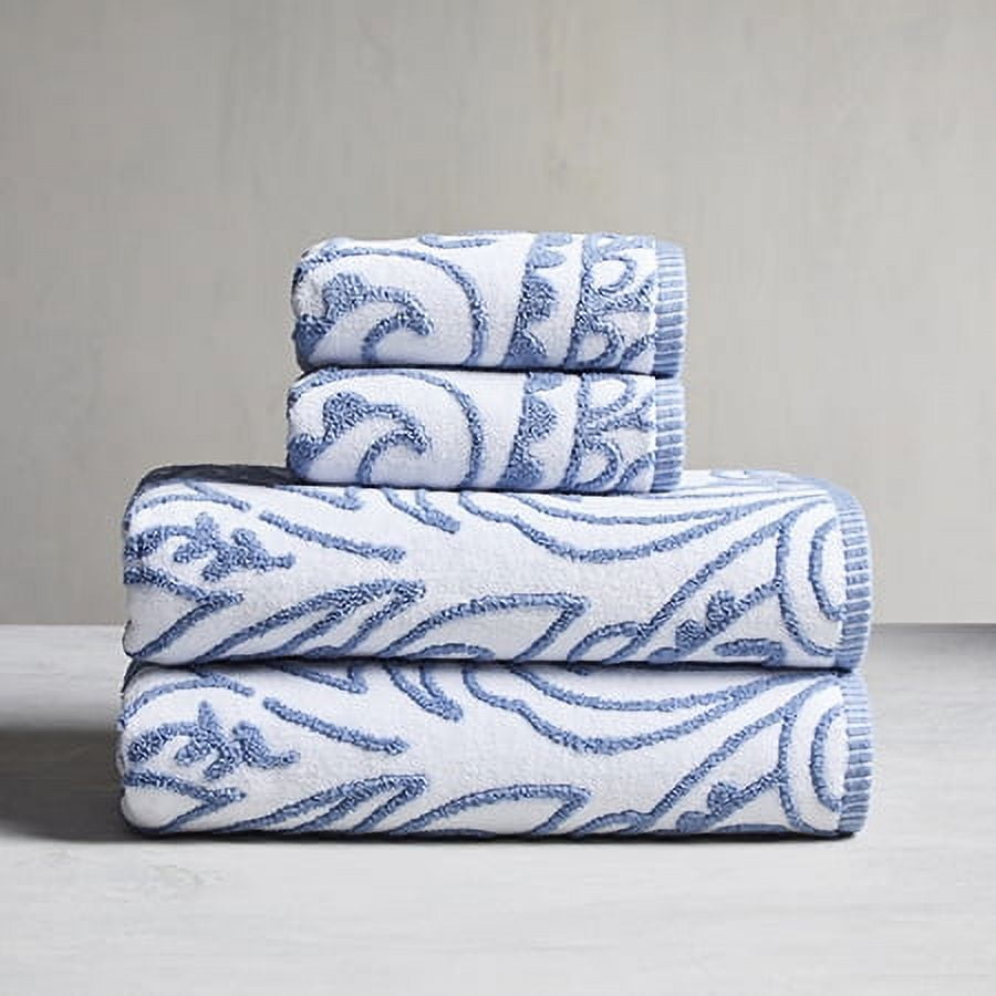 Better Homes & Gardens Sheared Paisley Hand Towel, Blue Linen