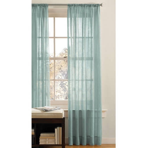 Better Homes & Gardens Crushed Voile Sheer Indoor Curtain Single Panel, Seaglass Green, 51"W x 63" L, Adult