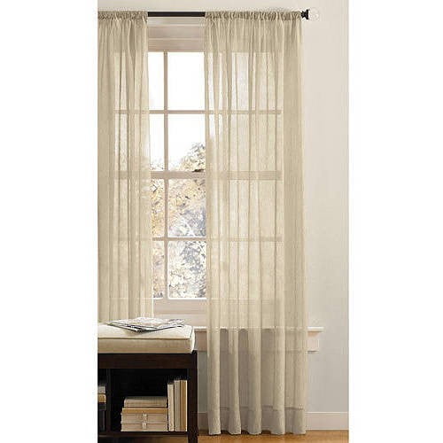 Better Homes & Gardens Crushed Voile Sheer Curtain Panel, 1 Panel, Stone, 51"W x 63" L