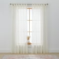 thumbnail image 1 of Better Homes & Gardens Sheer Windowpane Stitch Tie Top Single Curtain Panel, Vanilla Dream, 50" W x 108" L, 1 of 6