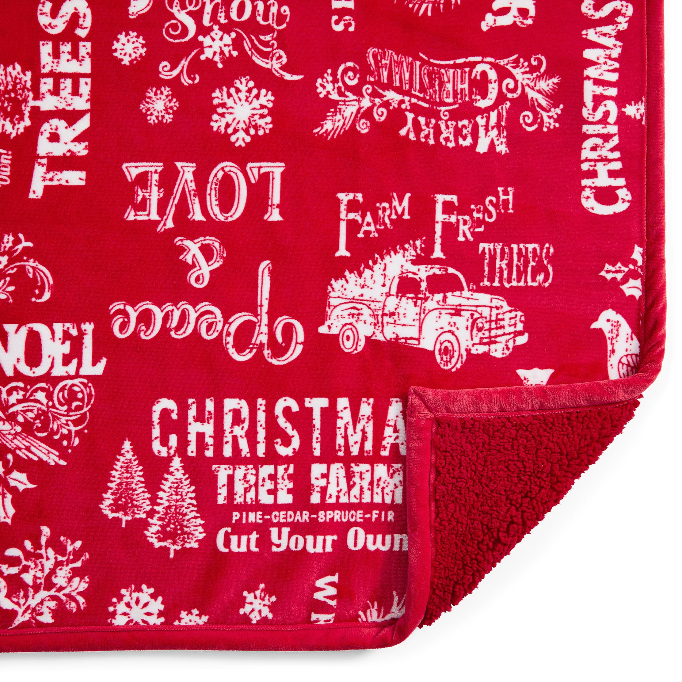 Better Homes & Gardens Sherpa Throw Blanket, 50" x 60", Christmas