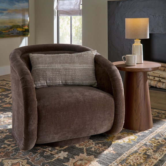 Better Homes & Gardens Sienna Modern Swivel Chair, Coffee Velvet Fabric