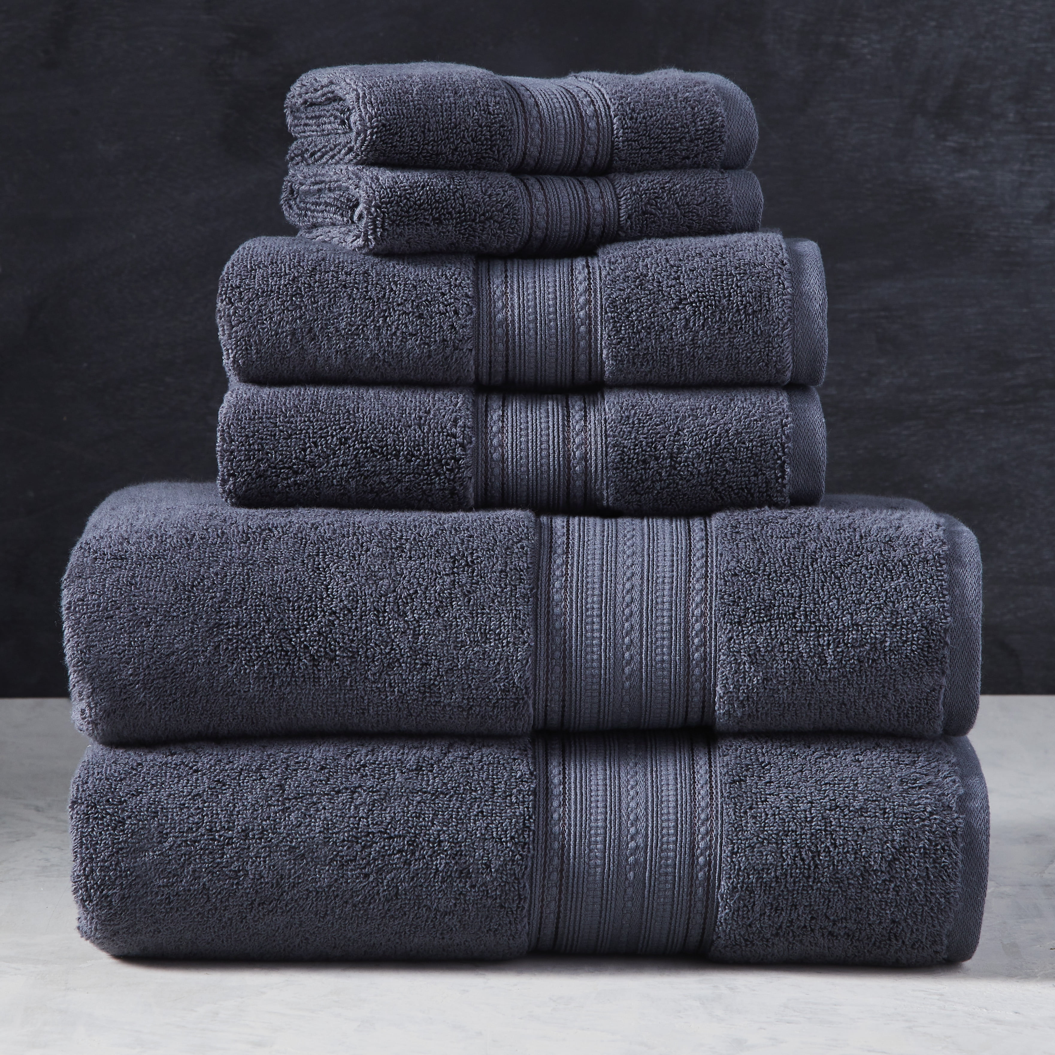 Better Homes & Gardens 6-Piece Bath Towel Set, Solid Purple, Size: 6 Piece Set (Solid)