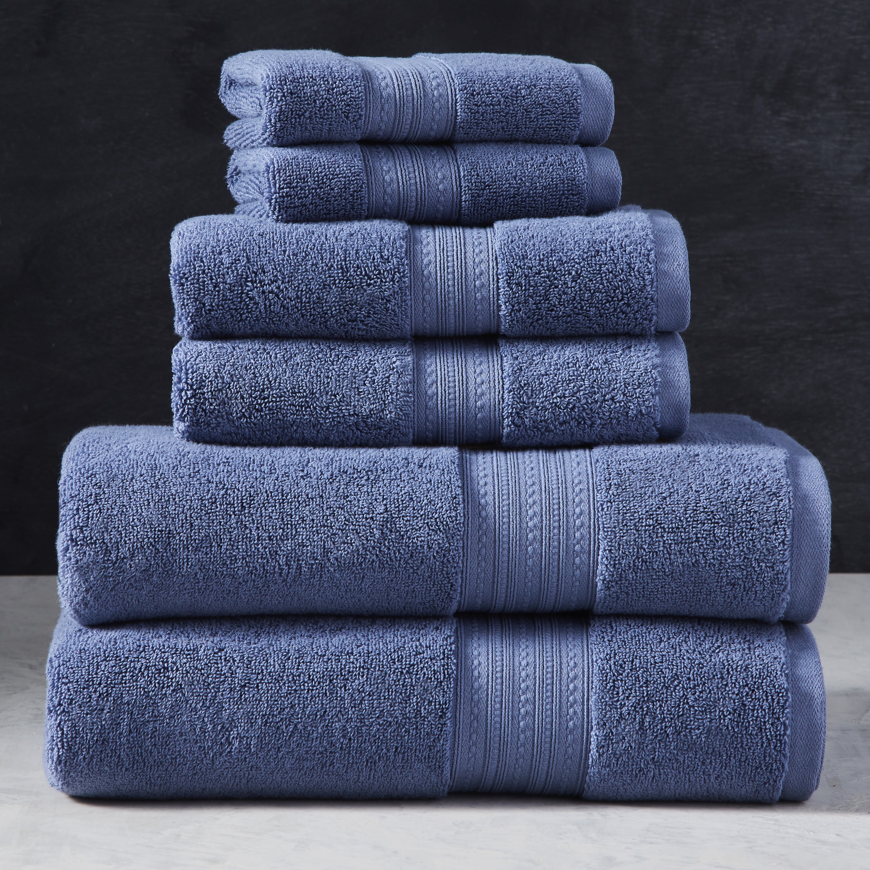 Better Homes & Gardens Signature Soft 6 Piece Solid Towel Set, Insignia Blue, Size: 6-Piece Bath Set