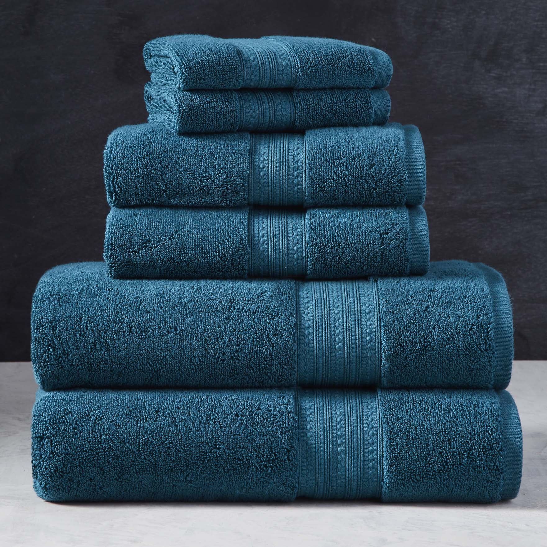 Vtg Fieldcrest Imperial Sculptured Collection Teal Blue 2 Hand &2 Bath  Towels