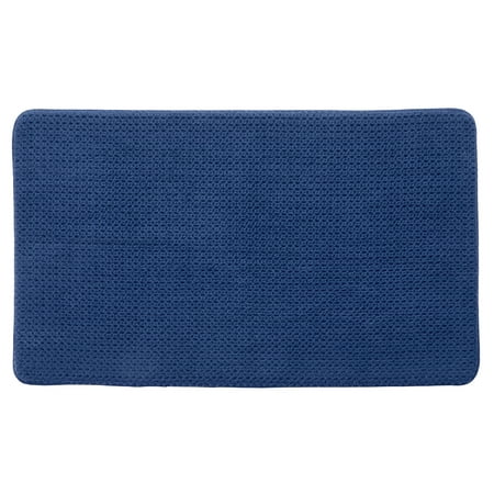 Better Homes & Gardens Signature Soft Cotton Memory Foam Bath Rug, Blue Admiral, 20" x 34"