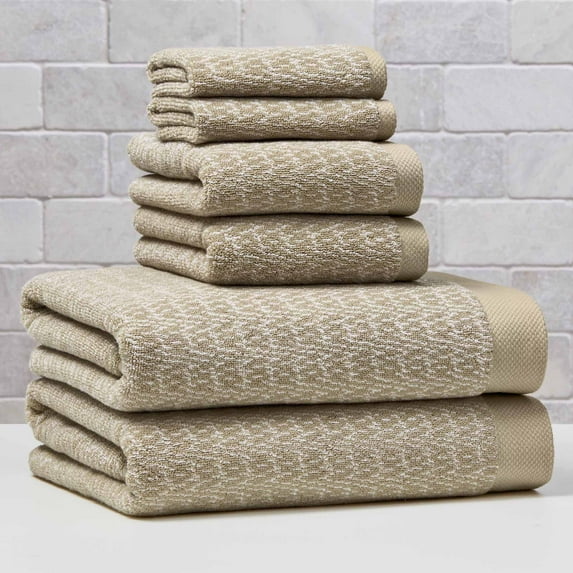 Better Homes & Gardens Signature Soft Cotton Melange 6 Piece Bath Towel Set,Almond Biscuit