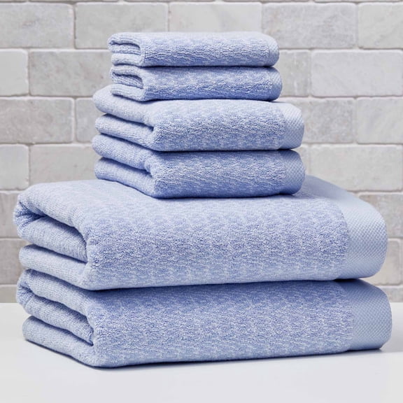 Better Homes & Gardens Signature Soft Cotton Melange 6 Piece Bath Towel Set,Blue Water