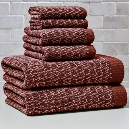Better Homes & Gardens Signature Soft Cotton Melange 6 Piece Bath Towel Set,Deep Redwood