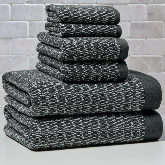 Better Homes & Gardens Signature Soft Cotton Melange 6 Piece Bath Towel Set,Gray Shadow