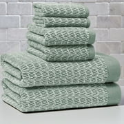 Better Homes & Gardens Signature Soft Cotton Melange 6 Piece Bath Towel Set,Green River