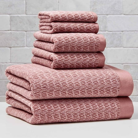 Better Homes & Gardens Signature Soft Cotton Melange 6 Piece Bath Towel Set,Old Rose