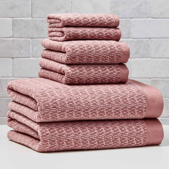 Better Homes & Gardens Signature Soft Cotton Melange 6 Piece Bath Towel Set,Old Rose