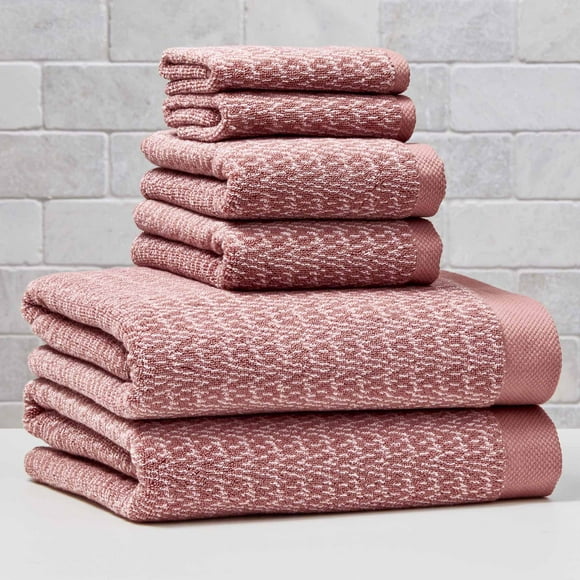 Better Homes & Gardens Signature Soft Cotton Melange 6 Piece Bath Towel Set,Old Rose