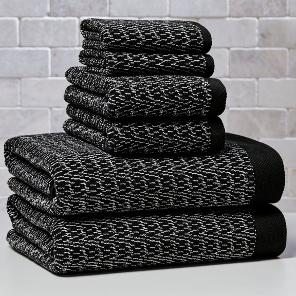 Better Homes & Gardens Signature Soft Cotton Melange 6 Piece Bath Towel Set,Rich Black