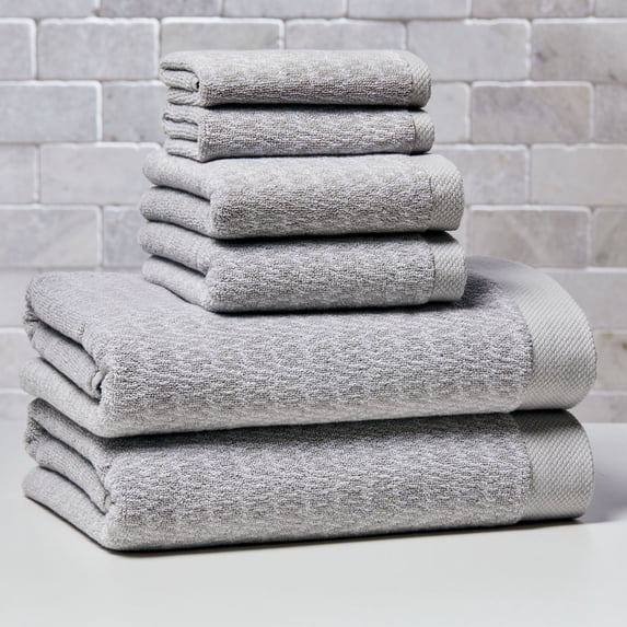 Better Homes & Gardens Signature Soft Cotton Melange 6 Piece Bath Towel Set, Soft Silver