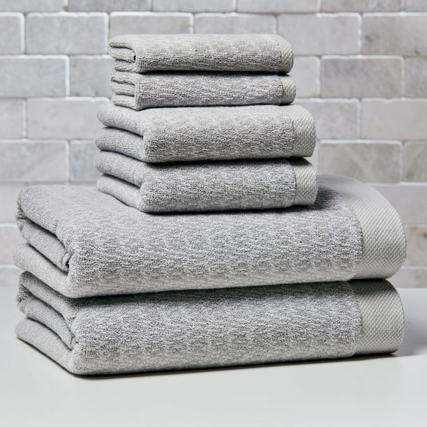 Better Homes Gardens Signature Soft Melange 6 Piece Towel Set Soft Silver Walmart Business Supplies