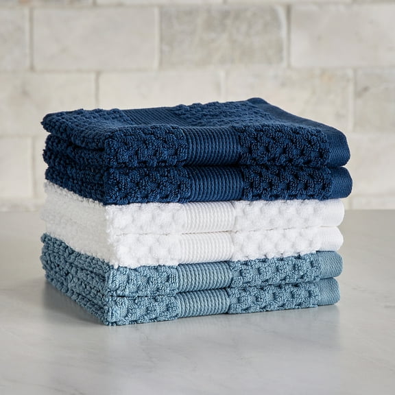 Better Homes & Gardens Signature Soft Popcorn Texture 6 PK Wash Bundle,Blue