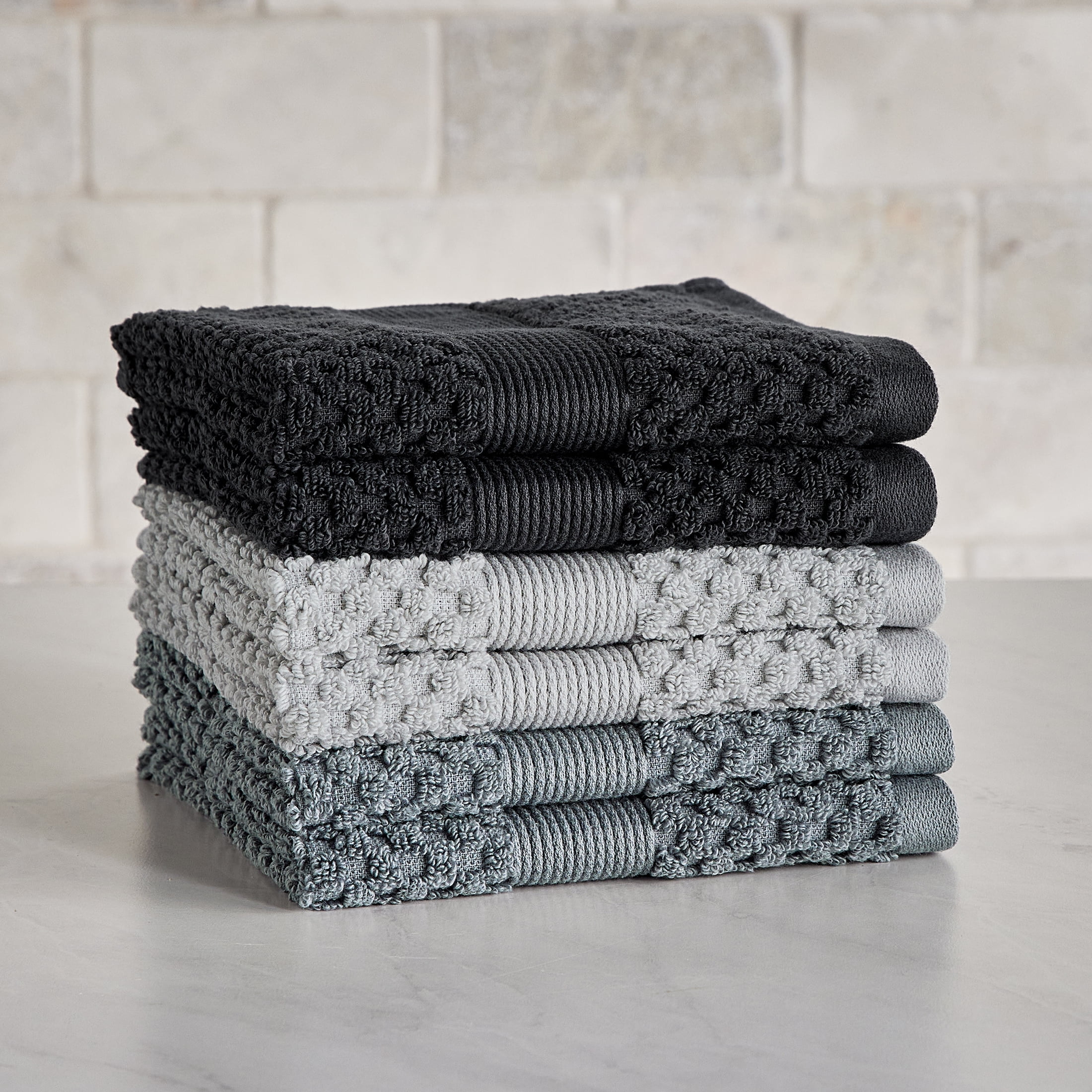 Better Homes & Gardens Signature Soft Cotton Popcorn Textured 6pk Washcloth Bundle,Grey - Walmart.com