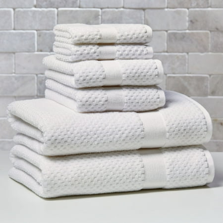 Better Homes & Gardens Signature Soft Cotton Popcorn Textured 6 Piece Bath Towel Set,Arctic White