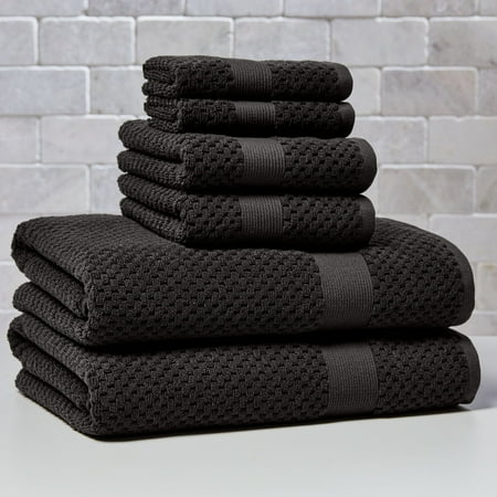 Better Homes & Gardens Signature Soft Cotton Popcorn Textured 6 Piece Bath Towel Set,Grey Shadow