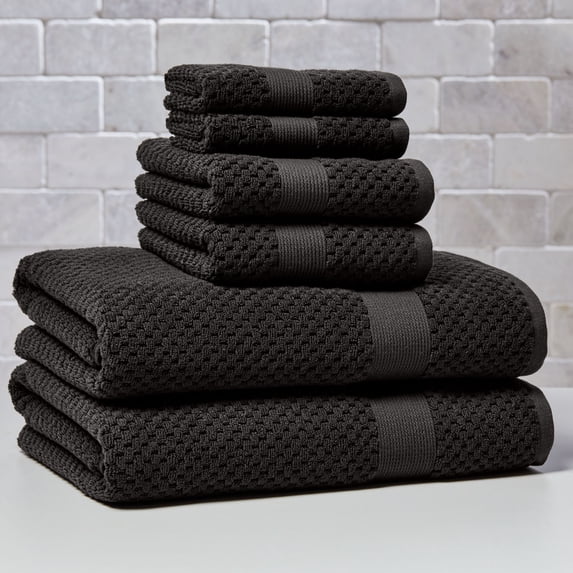 Better Homes & Gardens Signature Soft Cotton Popcorn Textured 6 Piece Bath Towel Set,Grey Shadow