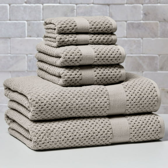 Better Homes & Gardens Signature Soft Cotton Popcorn Textured 6 Piece Bath Towel Set,Soft Silver