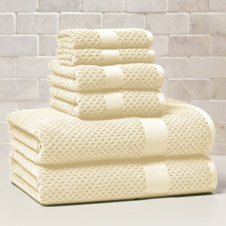 Better Homes & Gardens Signature Soft Cotton Popcorn Textured 6 Piece Bath Towel Set,Vanilla Dream