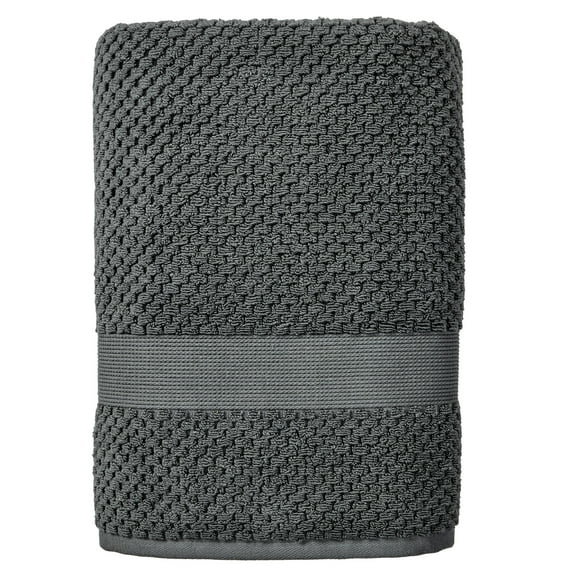 Better Homes & Gardens Signature Soft Cotton Popcorn Textured Bath Towel, Grey Flannel