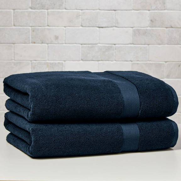 Better Homes & Gardens Signature Soft Solid Cotton 2 Piece Bath Sheet Set,Blue Admiral