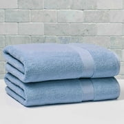 Better Homes & Gardens Signature Soft Solid Cotton 2 Piece Bath Sheet Set,Blue Silver