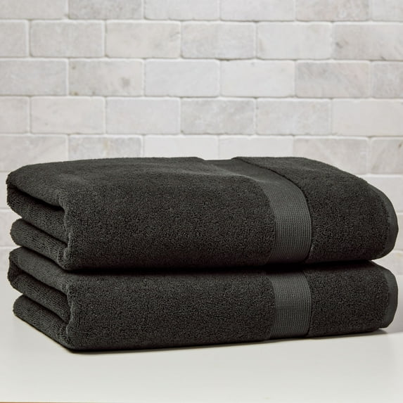 Better Homes & Gardens Signature Soft Solid Cotton 2 Piece Bath Sheet Set,Rich Black