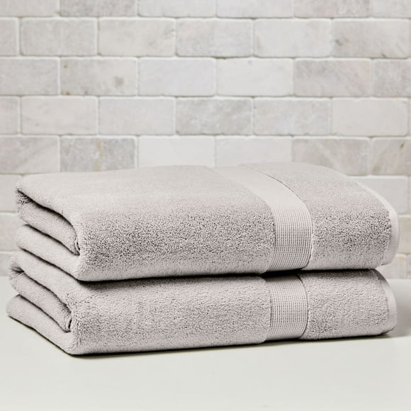 Better Homes & Gardens Signature Soft Solid Cotton 2 Piece Bath Sheet Set,Soft Silver