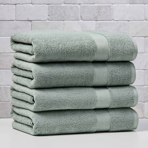 Better Homes & Gardens Signature Soft Solid Cotton 4 Piece Bath Bath Towel Set,Green River