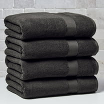 Better Homes & Gardens Signature Soft Solid Cotton 4 Piece Bath Bath Towel Set,Rich Black