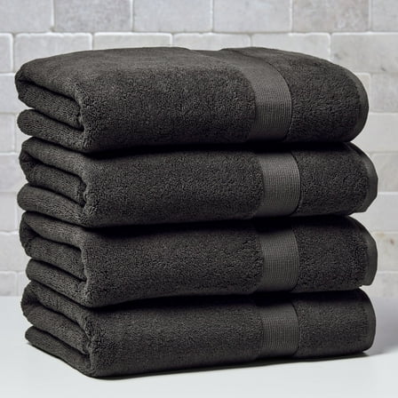 Better Homes & Gardens Signature Soft Solid Cotton 4 Piece Bath Bath Towel Set,Rich Black