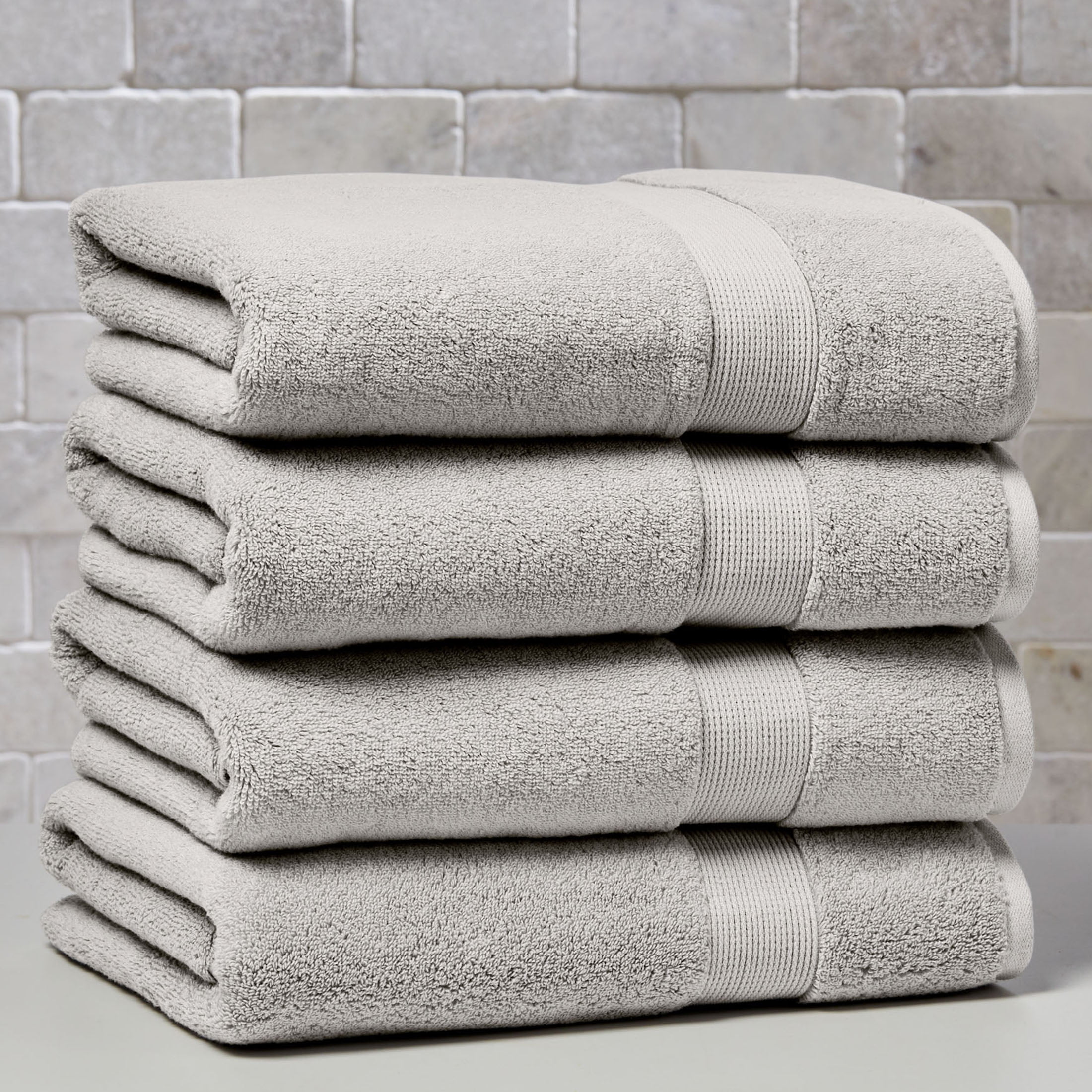 Better Homes & Gardens Signature Soft Solid Cotton 4 Piece Bath Bath Towel Set,Soft Silver