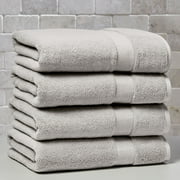 Better Homes & Gardens Signature Soft Solid Cotton 4 Piece Bath Towel Set,Soft Silver