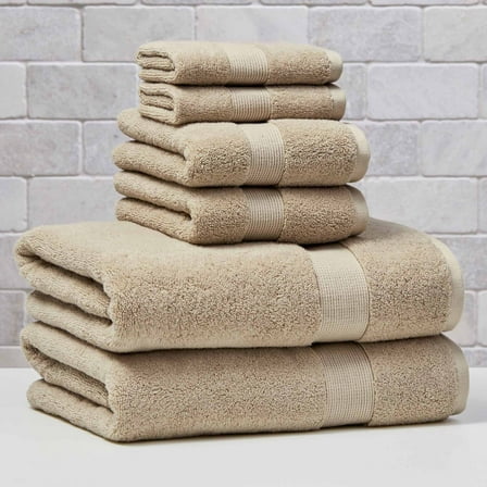 Better Homes & Gardens Signature Soft Solid Cotton 6 Piece Bath Towel Set,Almond Biscuit