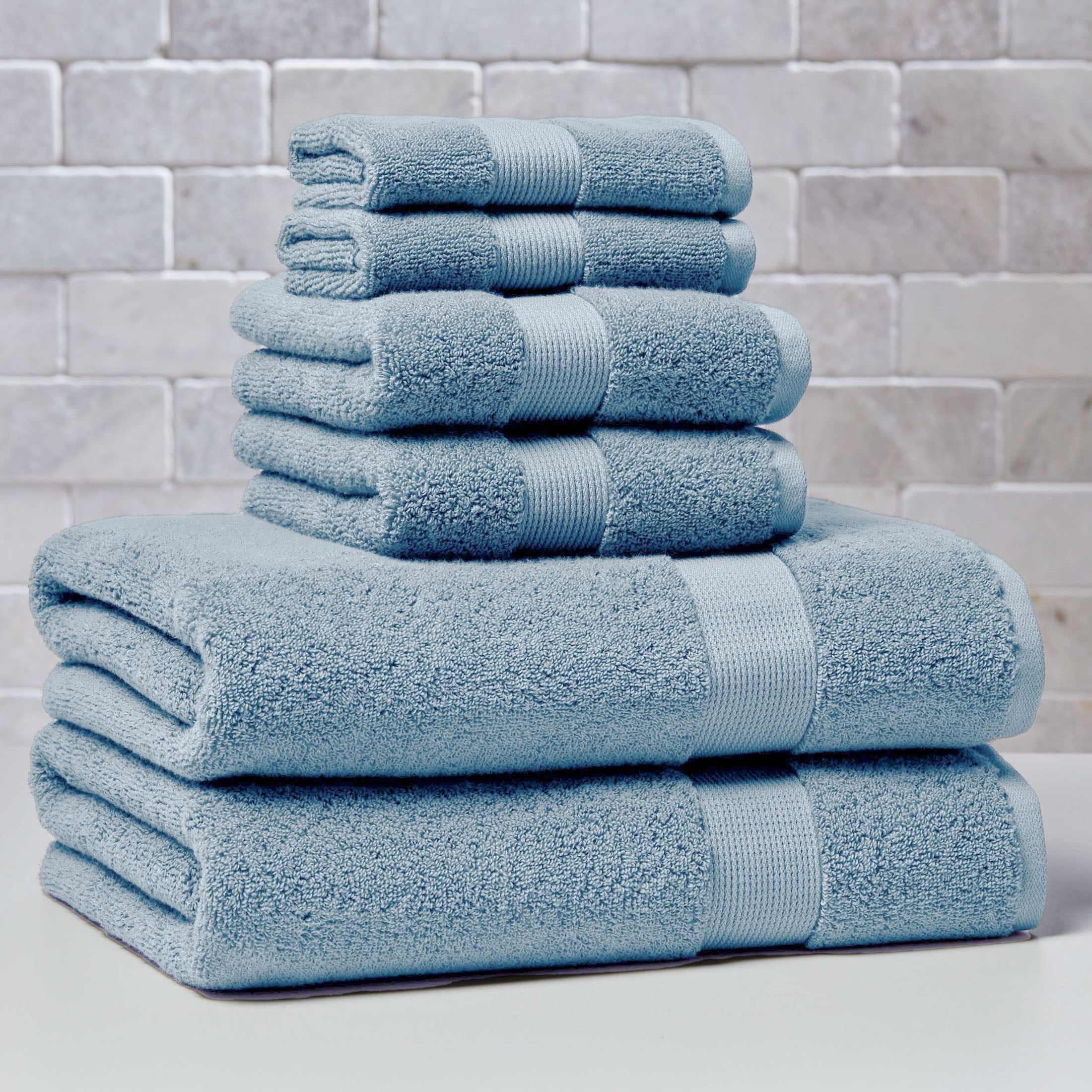 Better Homes & Gardens Signature Soft Solid 6 Piece Towel Set, Blue Silver