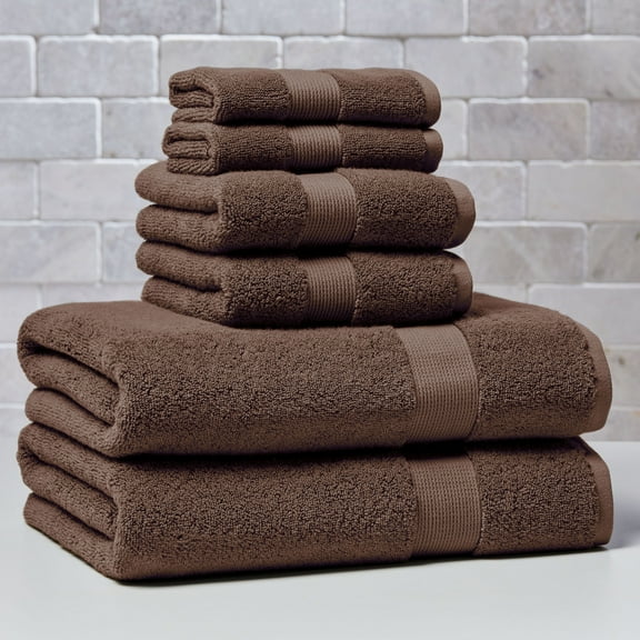 Better Homes & Gardens Signature Soft Solid Cotton 6 Piece Bath Towel Set,Brown Basket