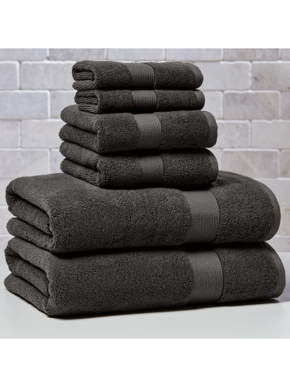 Signature Soft Solid Cotton 6 Piece Towel Set,Gray Shadow