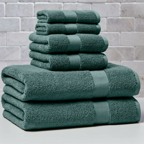 Better Homes & Gardens Signature Soft Solid Cotton 6 Piece Bath Towel Set,Nimbus Blue